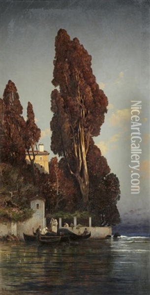 A Villa In Venice Oil Painting - Hermann David Salomon Corrodi