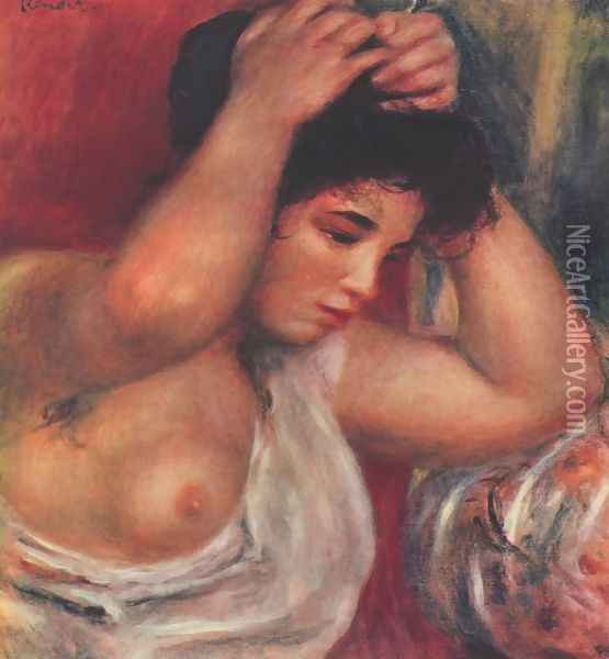 Young woman hairdressing Oil Painting - Pierre Auguste Renoir