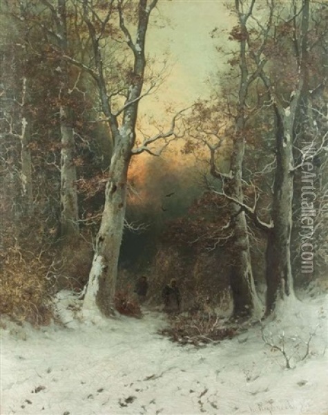 Heimkehr Am Winterabend Oil Painting - Friedrich Josef Nicolai Heydendahl