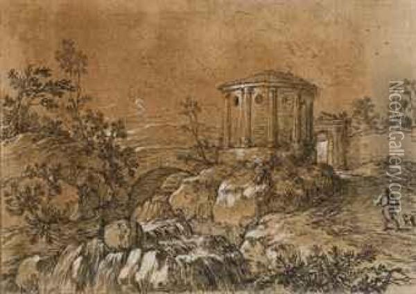 Temple De Vesta A Tivoli Oil Painting - Jonas Umbach