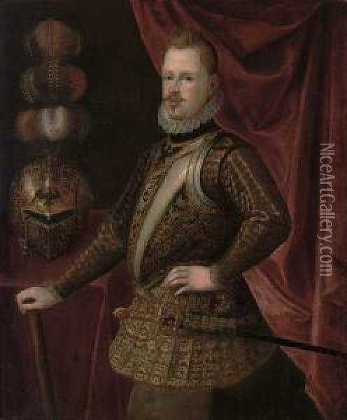 Portrait Of A North Italian Ducal Figure Oil Painting - Alonso Sanchez Coello
