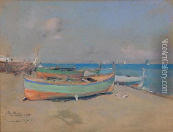 Barche In Secca Oil Painting - Giuseppe Casciaro