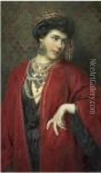 Ritratto Di Donna In Abiti Mediorientali Oil Painting - Pietro Gabrini