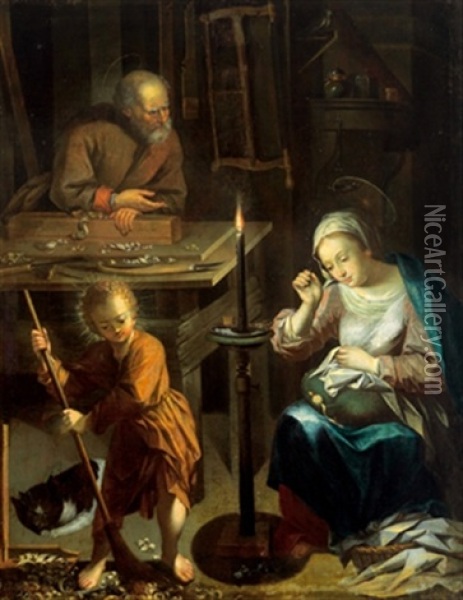 Die Heilige Familie In Der Werkstatt Oil Painting - Johann Ulrich Loth