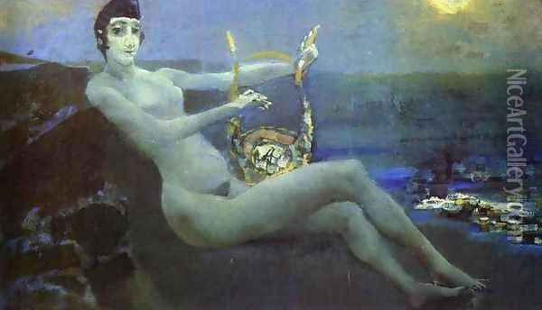 Sappho. 1880s Oil Painting - Mikhail Aleksandrovich Vrubel