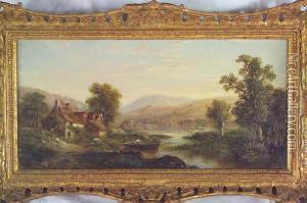 On The Derwent Near Keswick, Signed Oil Painting - J. Westall