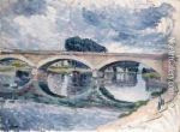 Pont De La Marne Prs De Lagny (bridge Of The Marne Nearlagny) Oil Painting - Henri Lebasque