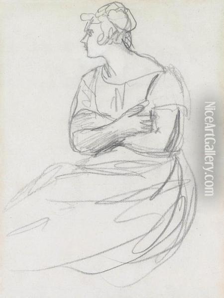 Study Of Ann Parry, Three-quarter-length Oil Painting - George Romney