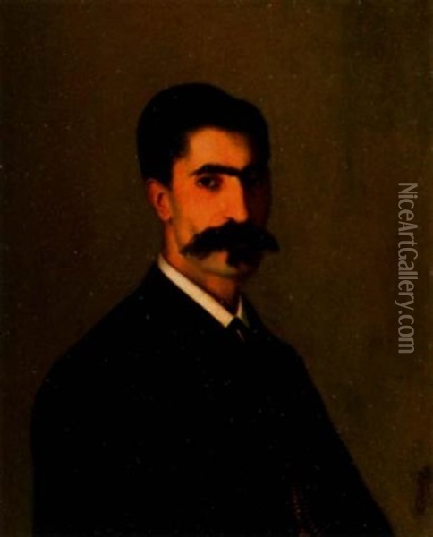 Portrait Of Man With Mustache Oil Painting - Carnig Erksergian