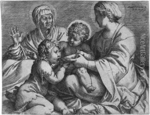 Die Madonna Mit Kind Und Hl Oil Painting - Agostino Carracci