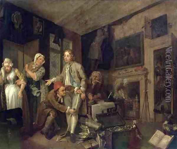 A Rakes Progress I The Rake Taking Possession of his Estate Oil Painting - William Hogarth