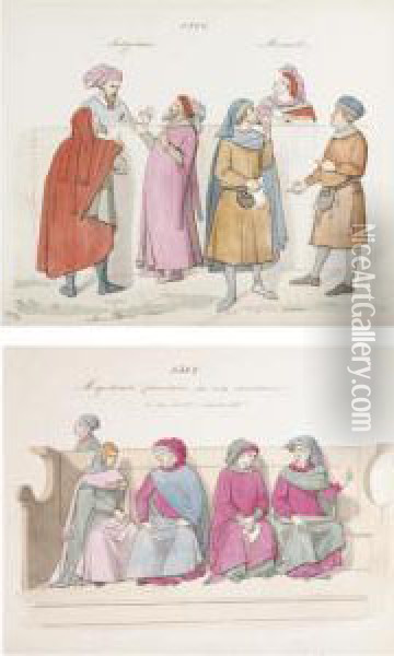 Sketch Book; Costumi Dal Bonard - Primi Rit A Brusselle Oil Painting - Cesare Felix dell' Acqua