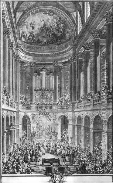 The Dauphin's Wedding Ceremony 1745 Oil Painting - Charles-Nicolas II Cochin