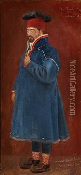 A Sami Oil Painting - Charles Alfred Emanuel Henrichsen Bremsen