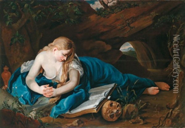 Die Busende Heilige Maria Magdalena Oil Painting - Pompeo Girolamo Batoni