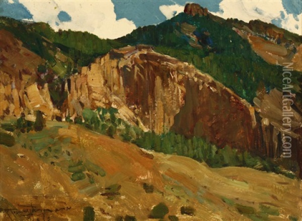 Trout Peak Oil Painting - Frank Tenney Johnson