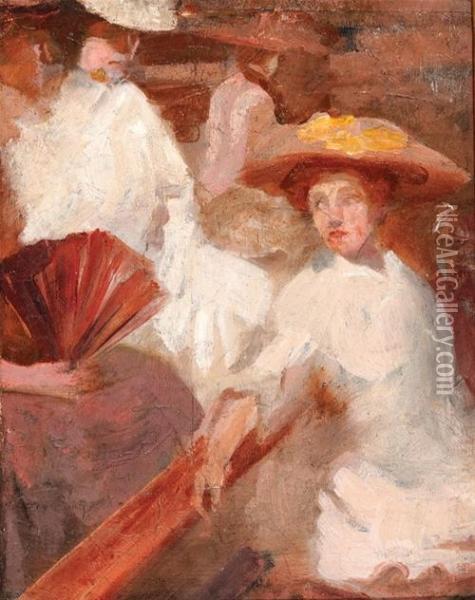 Ladies In An Outdoor Setting Oil Painting - Emanuel Phillips Fox