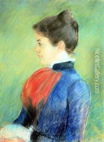 Profile of a Woman Wearing a Jabot Oil Painting - Mary Cassatt