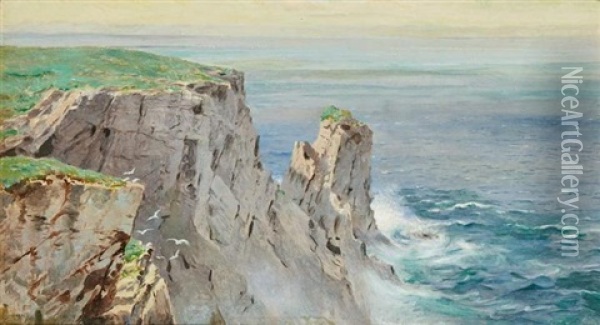 Cliffs And Surf Oil Painting - William Trost Richards