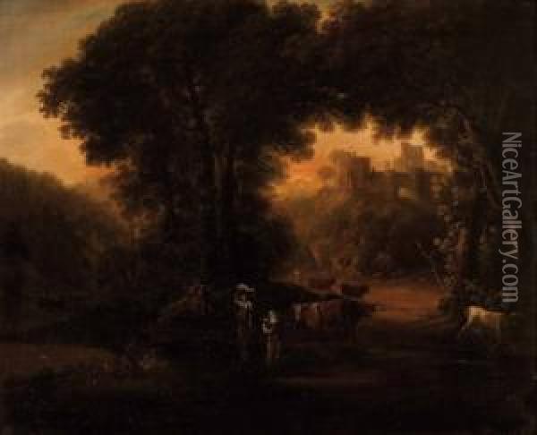 Romantische Landschaft Mit Ruine Oil Painting - Thomas Jones Barker