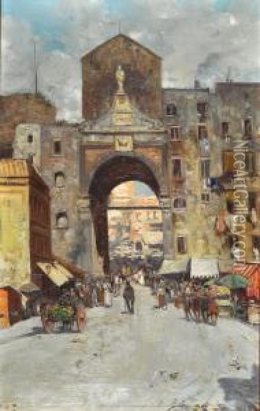 Porta Capuana Oil Painting - Giuseppe Giardiello