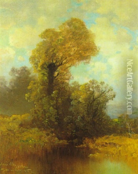 Baume Am Wasser Oil Painting - Oskar Mulley