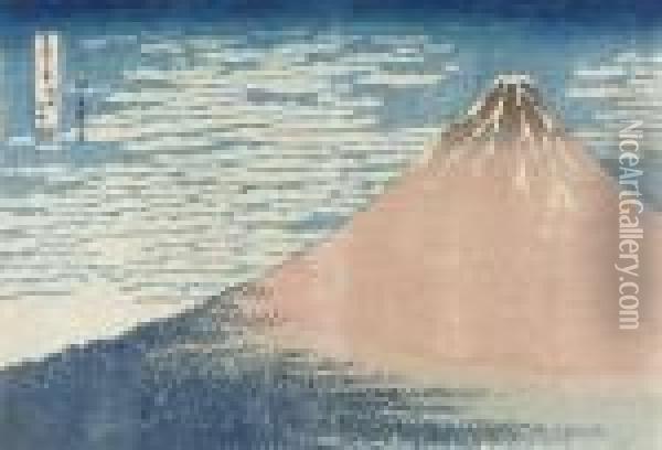 Gaifu Kaisei Oil Painting - Katsushika Hokusai