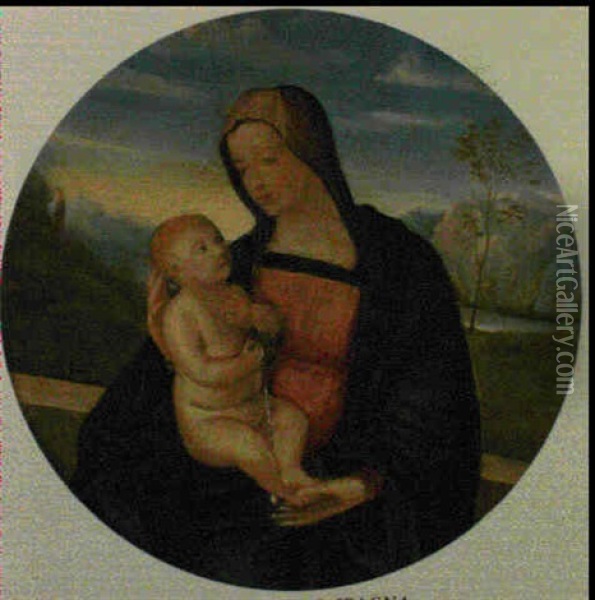 Vierge A L'enfant [med: Panneau De Bois Tendre,trois Planch Oil Painting -  Spagna (Giovanni lo Spagnolo)