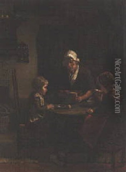 The Midday Meal Oil Painting - David Adolf Constant Artz