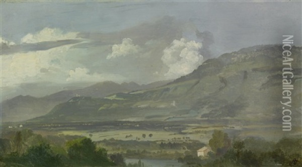 Alpine Landscape Near Geneva With A View Of Les Voirons Oil Painting - Wolfgang Adam Toepffer