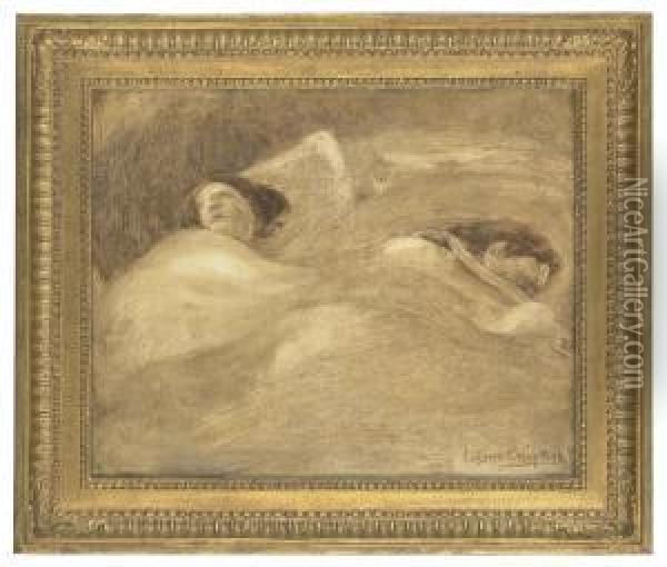 Deux Enfants Endormis Oil Painting - Eugene Carriere