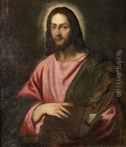 Christ As Salvator Mundi Oil Painting - Paris Bordone
