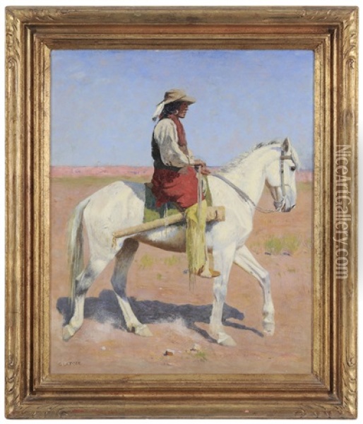 Indian On Horseback Oil Painting - Gaspard Latoix