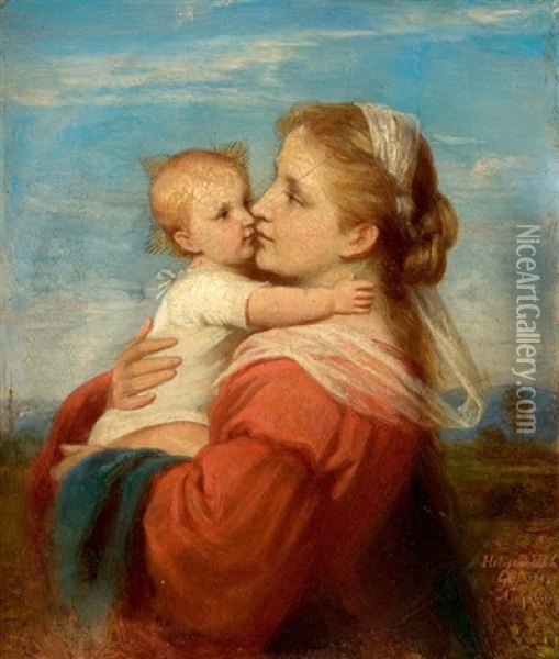 Mary With Child Oil Painting - Helisena Girl