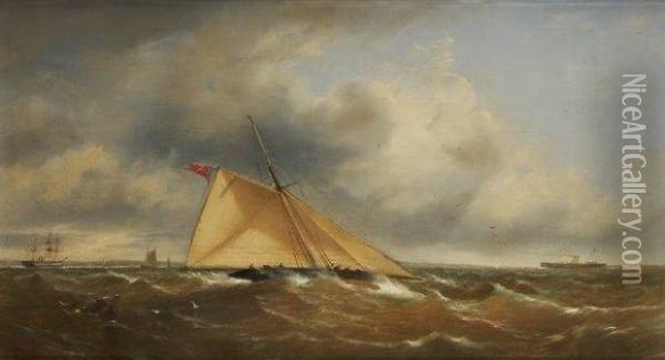 Voilier Sur Mer Agitee. Oil Painting - William Brown