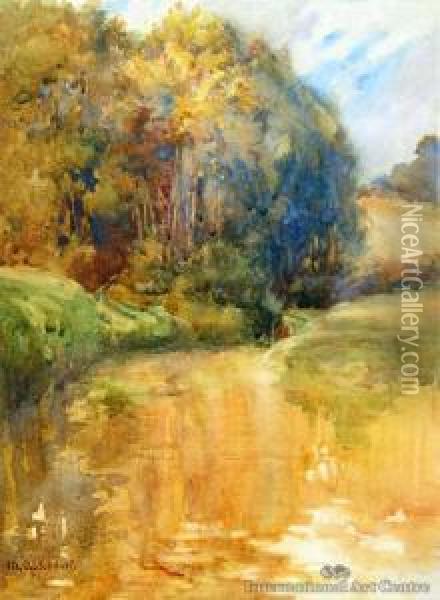 A Suffolk Stream Oil Painting - Margaret Olrog Stoddart