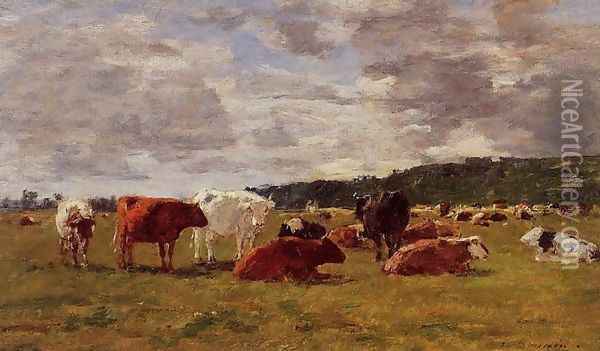 Pasture at Deauville Oil Painting - Eugene Boudin