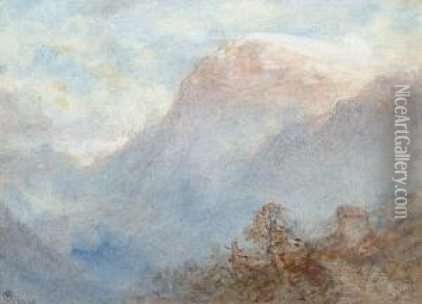 An Alpine Landscape Oil Painting - William Collingwood Smith