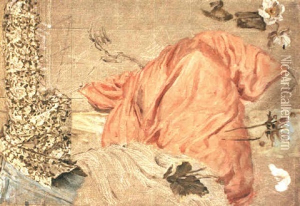 A Study Of Draperies And Flowers Oil Painting - Albert Joseph Moore