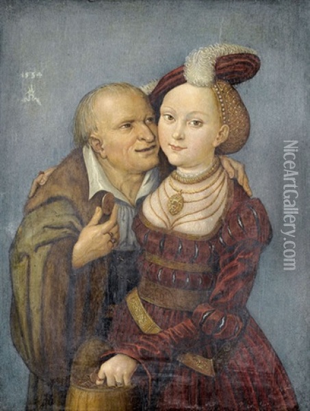 Das Ungleiche Liebespaar Oil Painting - Lucas Cranach the Elder