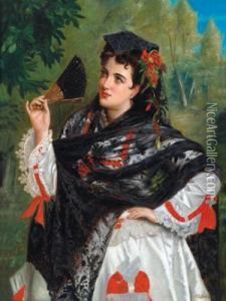 Eine Spanische Schonheit Oil Painting - John Bagnold Burgess