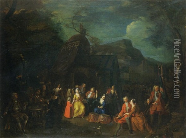 Scene De Bivouac Oil Painting - Josef van Aken