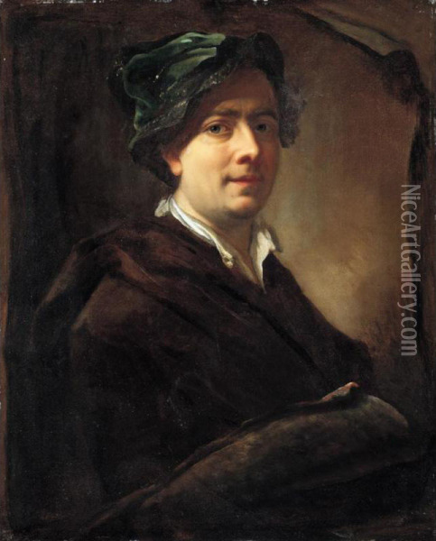 A Trompe L'oeil Self-portrait Oil Painting - Maximilian Joseph Hannl