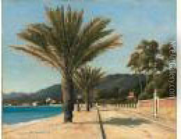 Cannes Oil Painting - Albert Ferdinand J. Gosselin