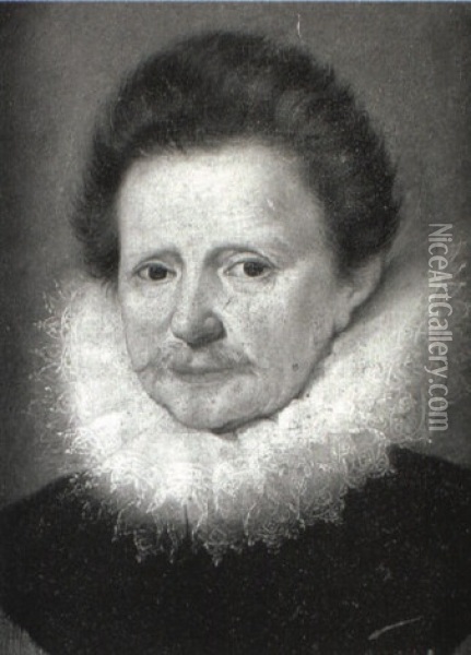 Portrait Of A Gentleman In A Black Coat And White Ruff Oil Painting - Frans Pourbus the Elder