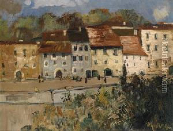 Row Of Houses Oil Painting - Hans Ruzicka-Lautenschlager