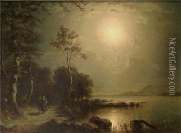 Mondnacht Am Chiemsee Oil Painting - Carl I Schweninger