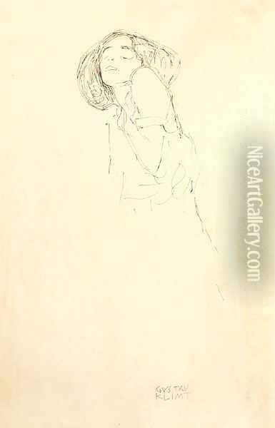 Frau nachs links Oil Painting - Gustav Klimt