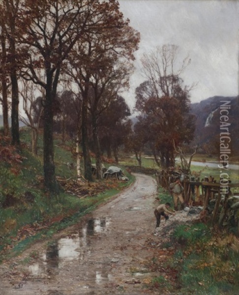 The Wood Cutters Oil Painting - David Farquharson