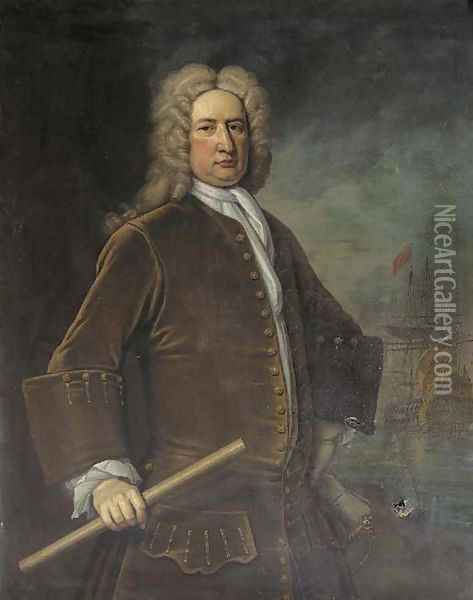 Portrait of Vice-Admiral Sir John Baker (1660-1716) Oil Painting - Thomas Gibson